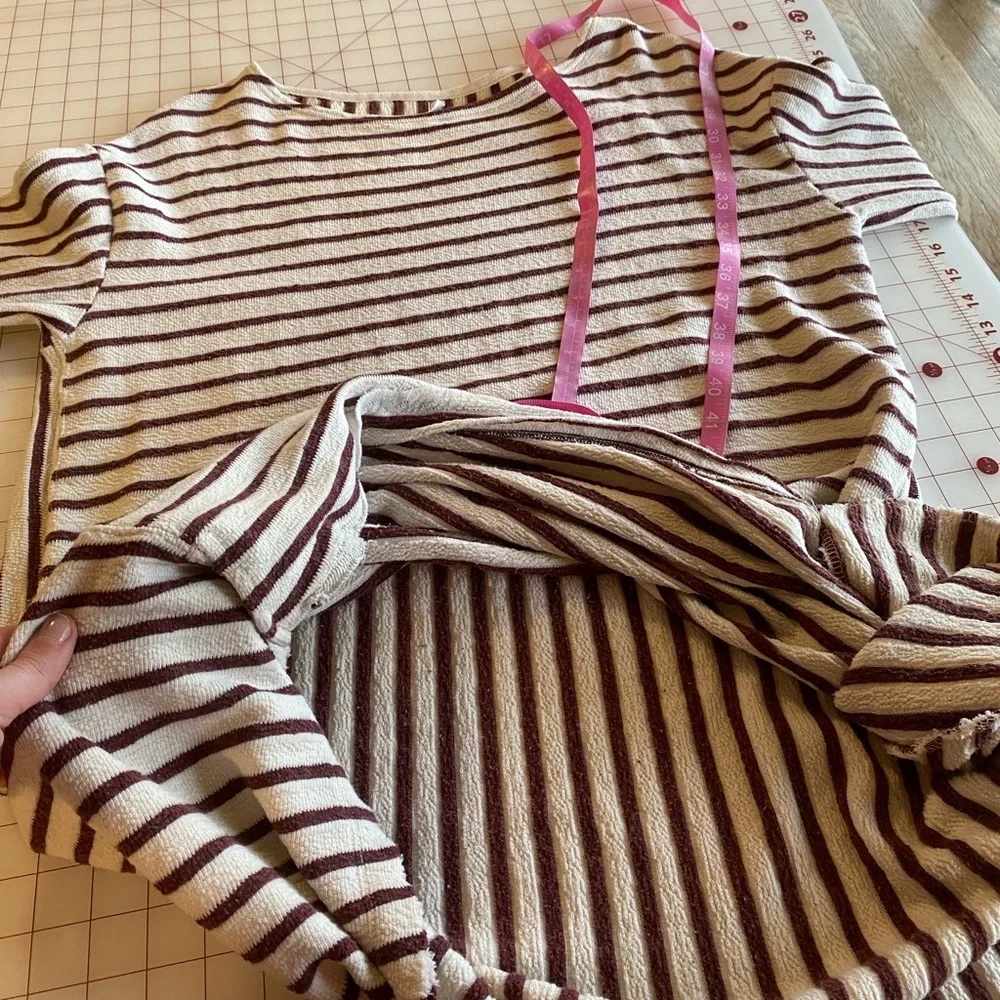 Free People stripped sweater dress distressed red & cream size medium
